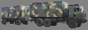 Mobile field kitchen with accommodation module  