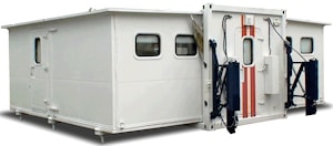 Command vehicle with a container-type body of variable capacity (canteen)  